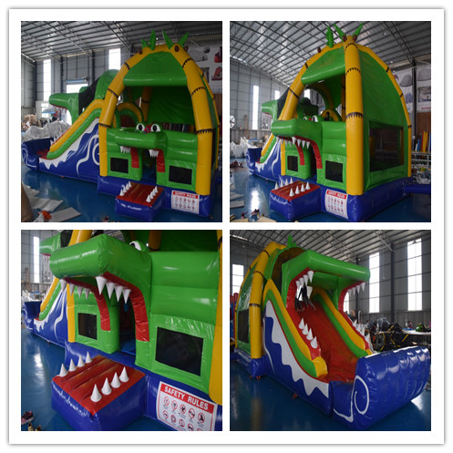 inflatable crocodile combo game with slide